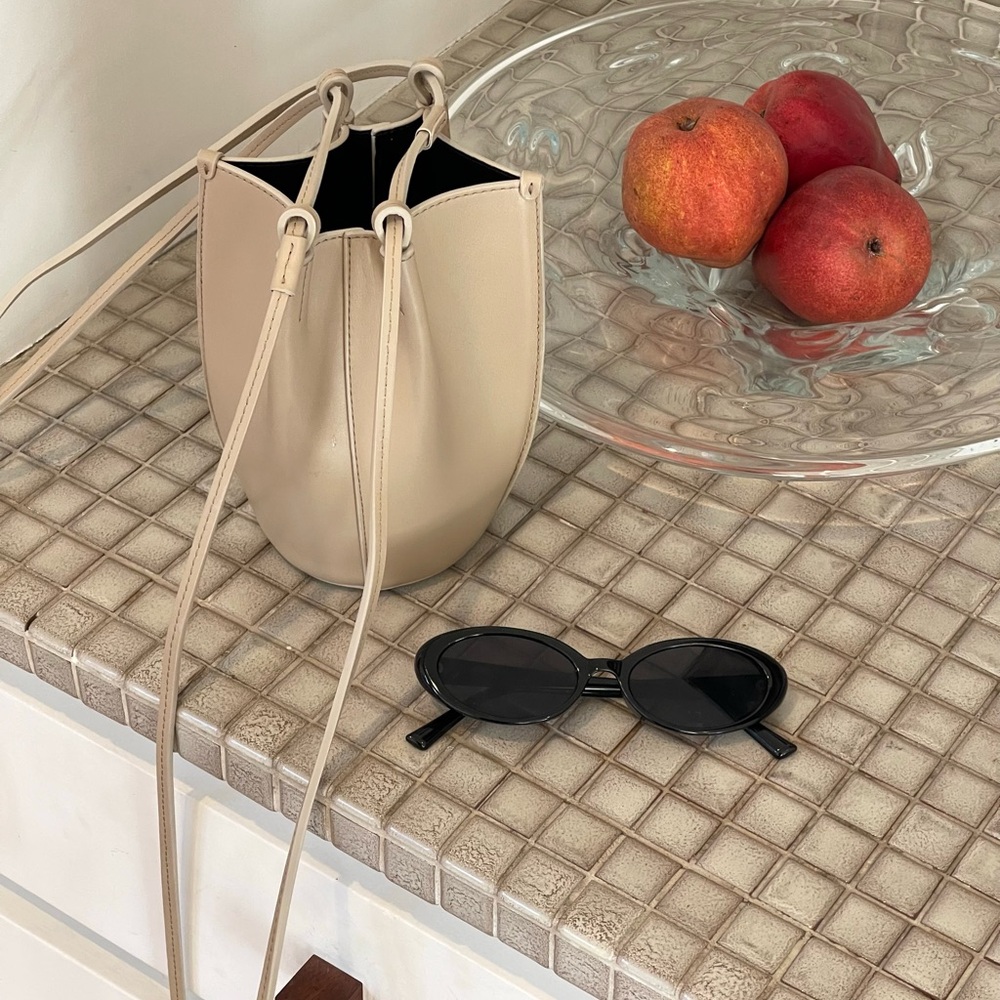 Sezane Cream Mini Bucket Bag